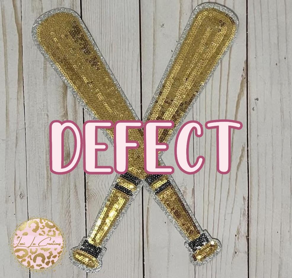 DEFECT Baseball or Softball Bats Sequin Iron On Patch | PLEASE READ Description