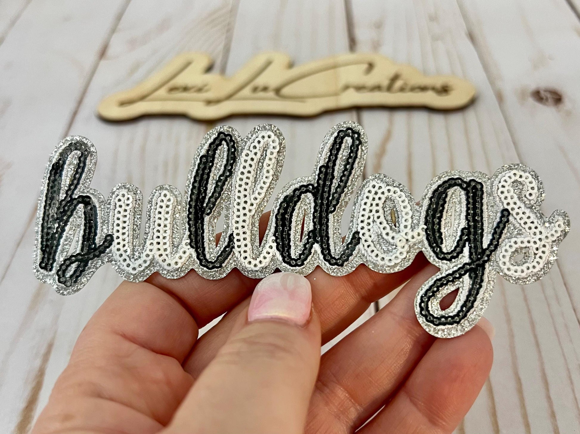 BULLDOGS Mascot Sequin Iron On Hat Patch | Bulldog | Georgia
