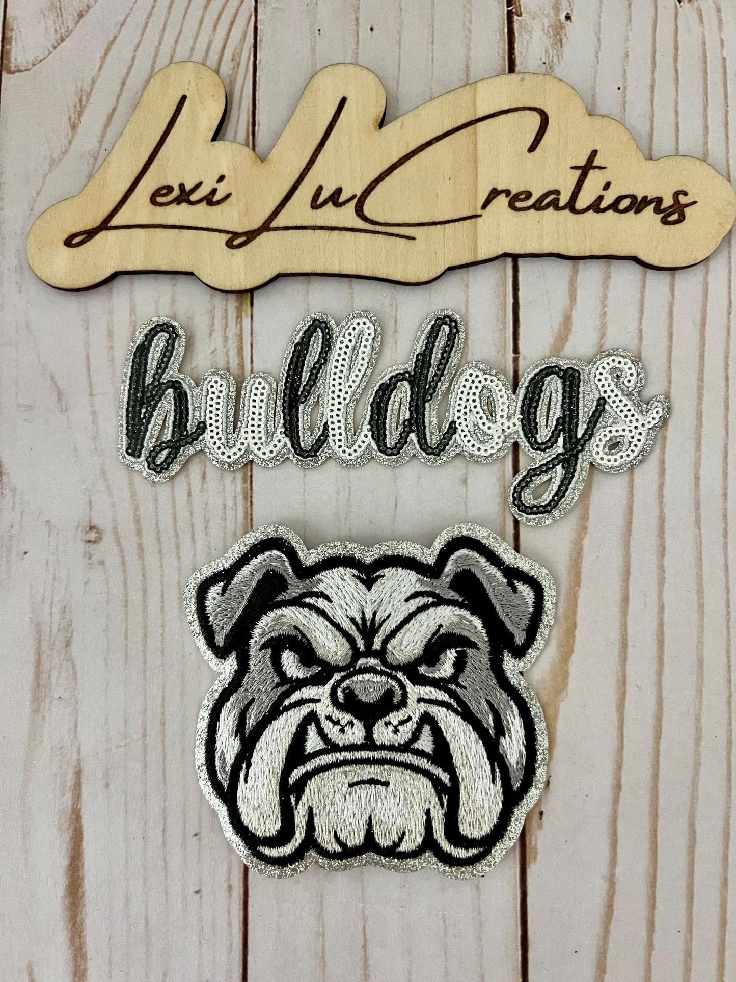 BULLDOGS Mascot Sequin Iron On Hat Patch | Bulldog | Georgia