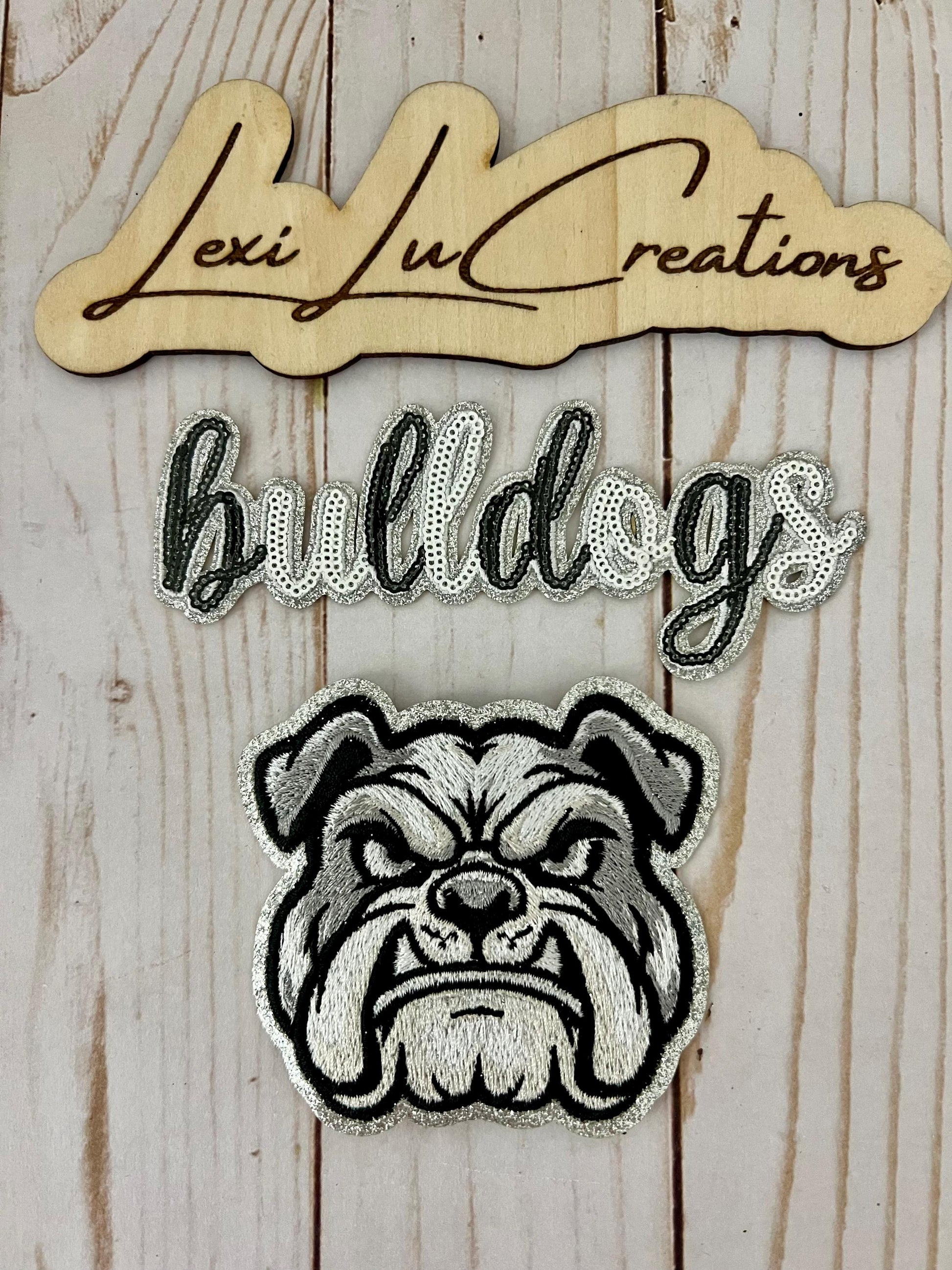 BULLDOGS Mascot Sequin Iron On Hat Patch | Bulldog | Georgia