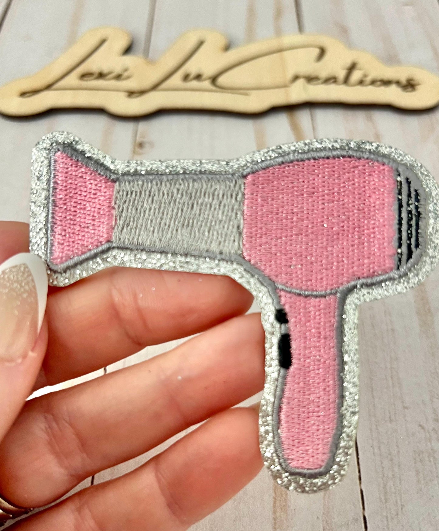 Pink Nail Polish Embroidered Iron On Patch | Hat Patch | Salon | Stylist