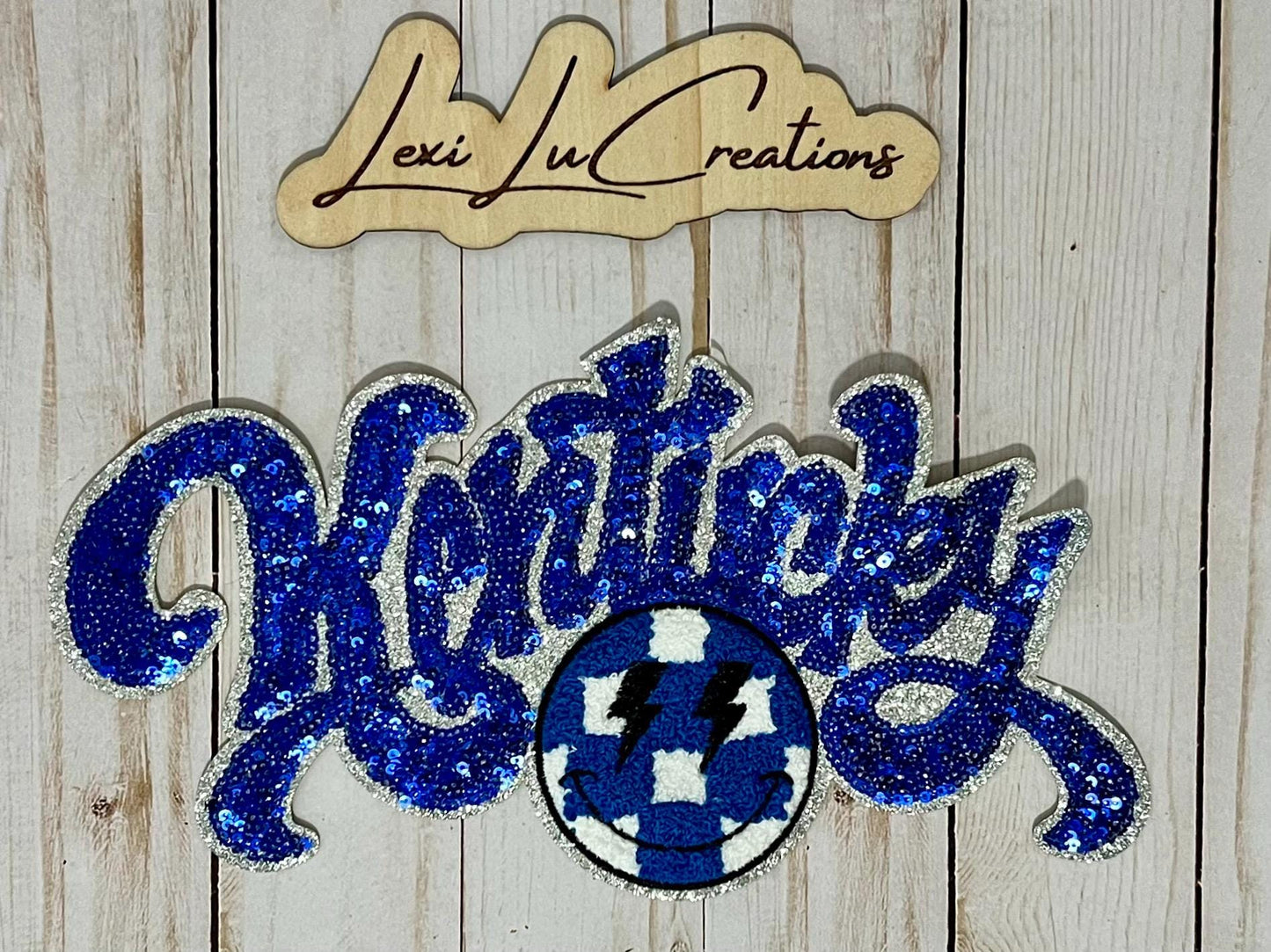 Kentucky Iron On Patch | White and Blue Sequin Patch | Wildcats | Kentucky Patch | BBN