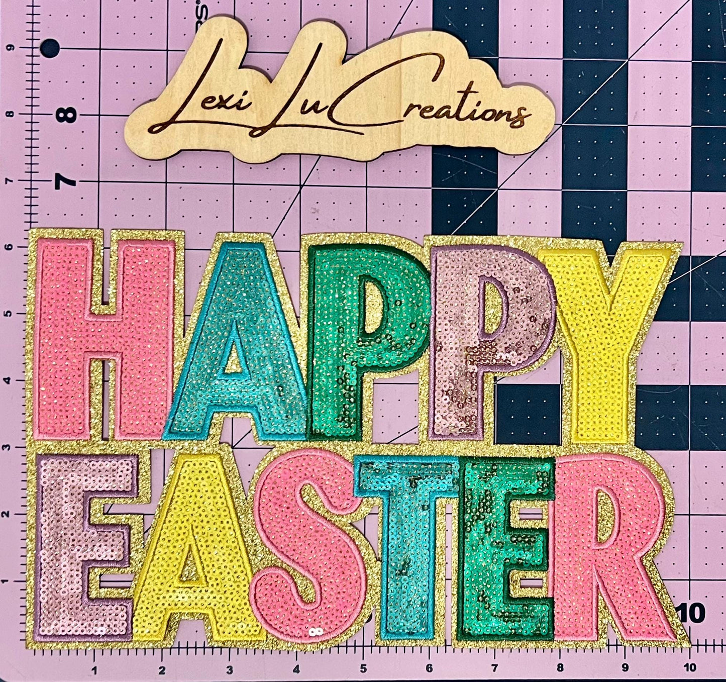 Happy Easter Sequin Iron On Patch| Shirt Patches | Bunny | Rabbit | Easter Shirt