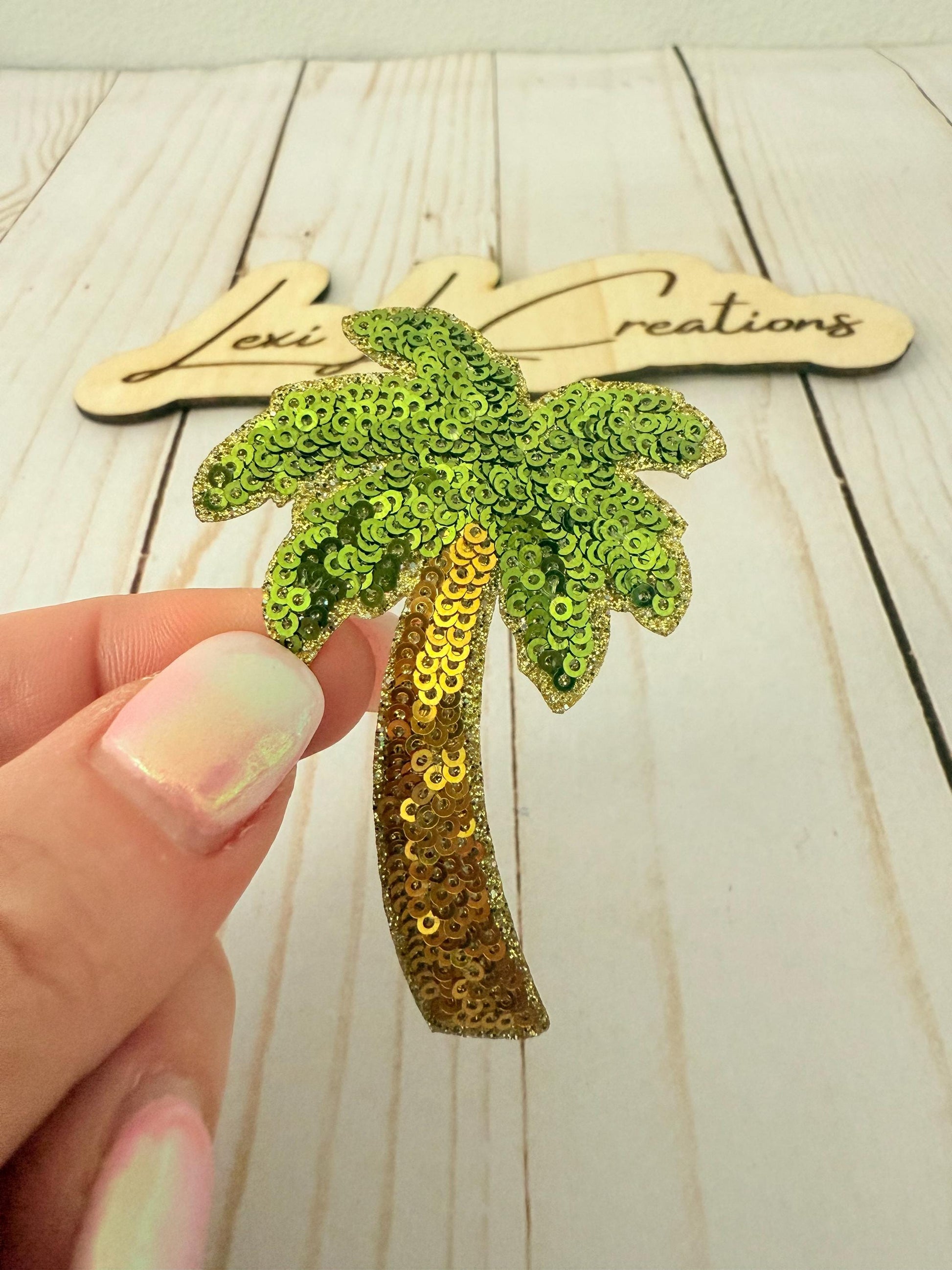 Palm Tree Sequin Iron On Patch| Hat Patches | Summer | Ocean | Beach