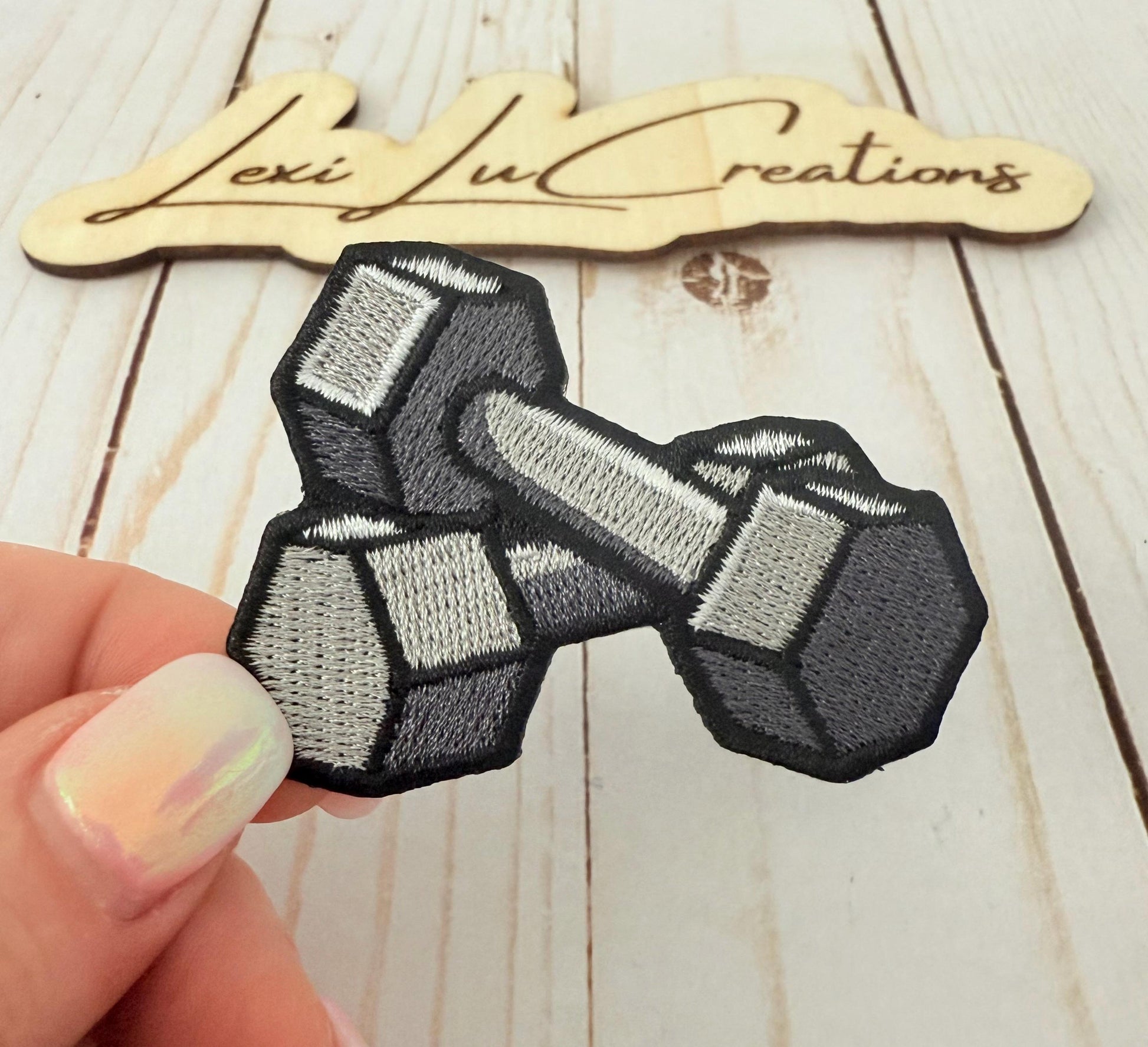 Dumbbell Wrkout Embroidered Iron On Patch| Exercise Hat Patches | Gym