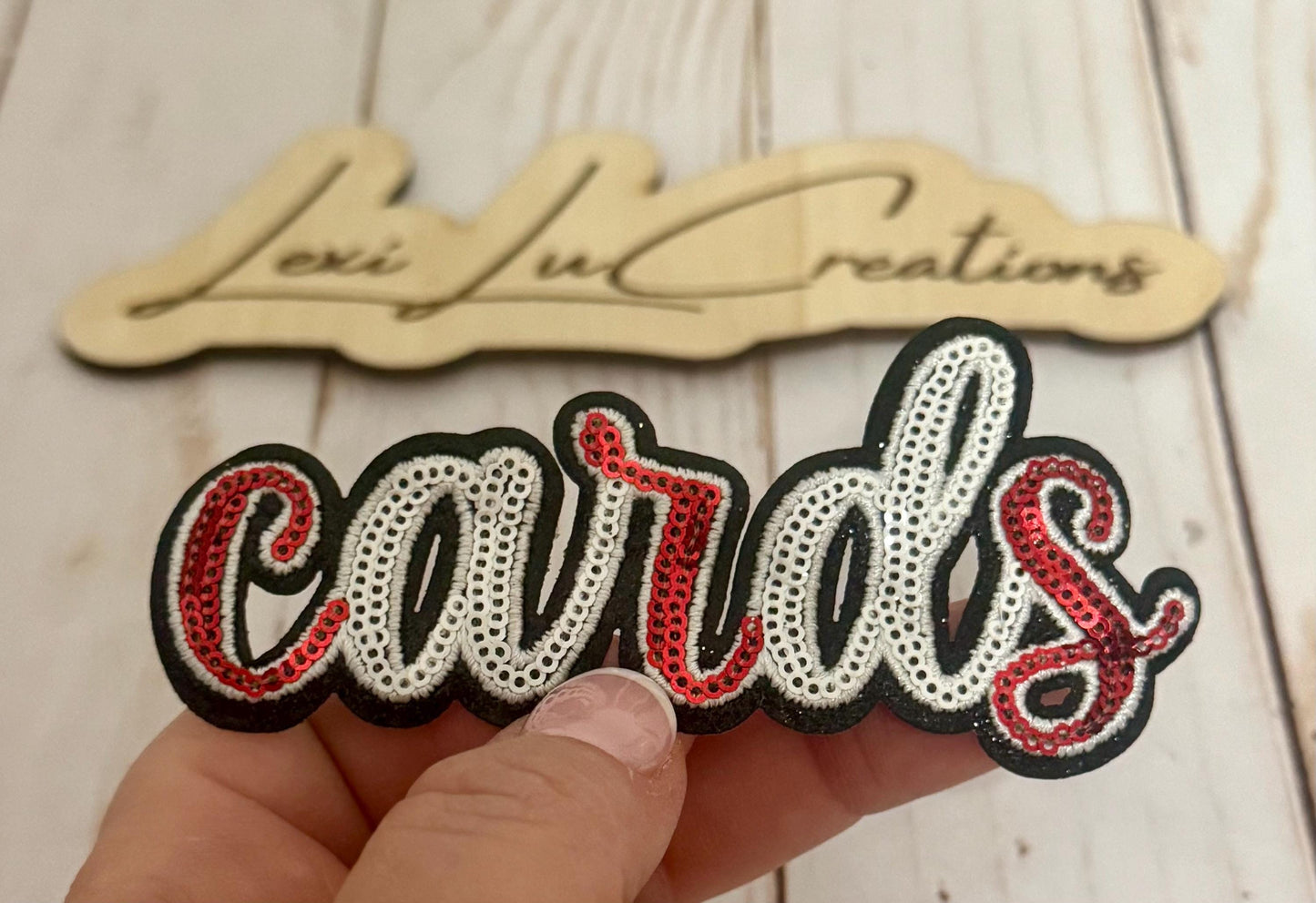 Cards Mascot Iron On Patch | Louisville Sequin Patch | Cardinals Patch