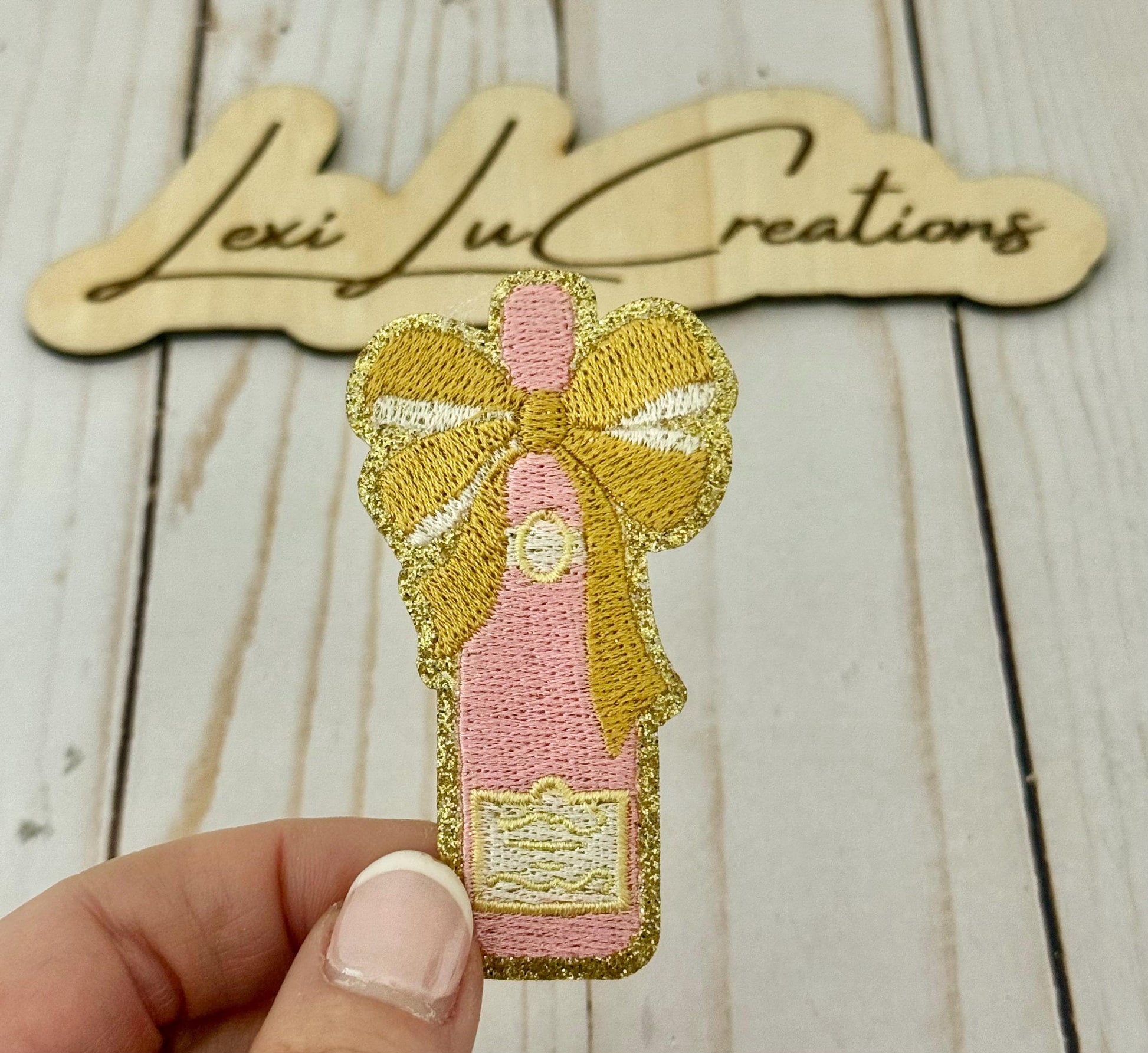 Champagne Bottle Coquette Embroidered Iron On Patch| Hat Patches