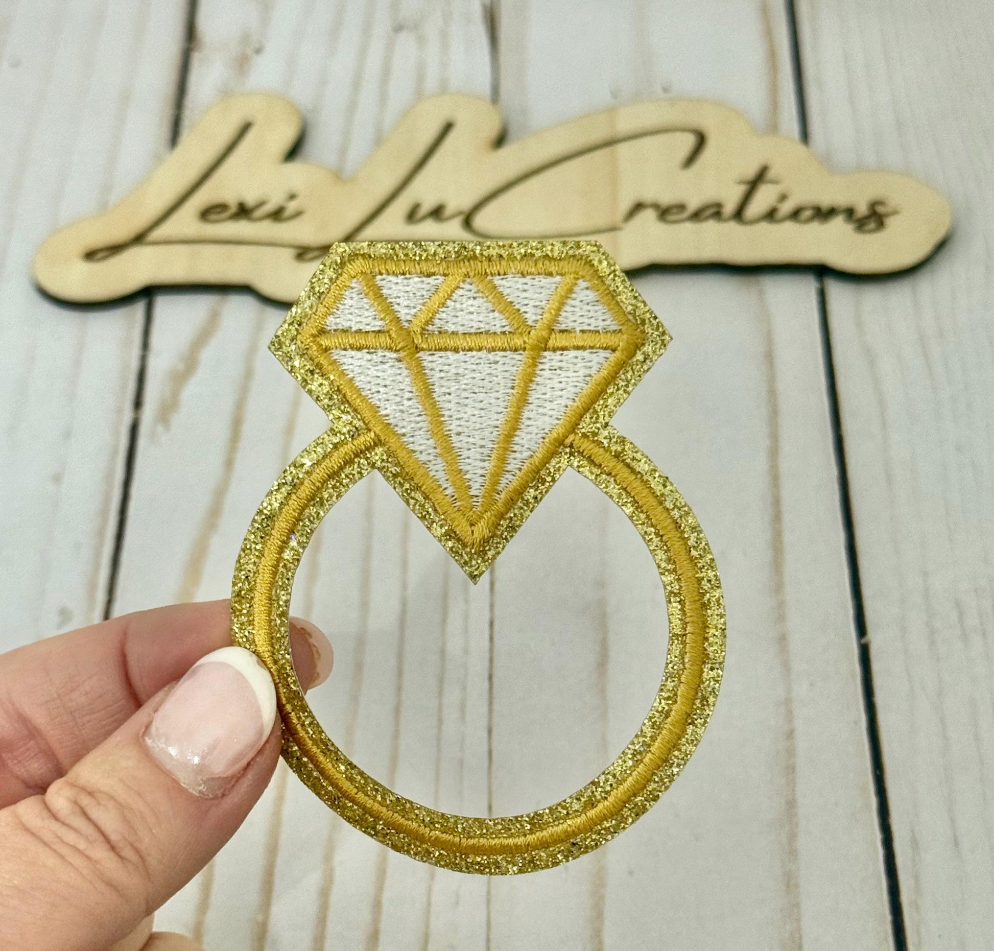 Gold Diamond Ring Embroidered Iron On Patch| Hat Patches