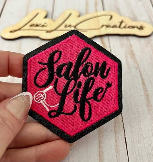 Salon Life Embroidered Iron On Patch| Hat Patches