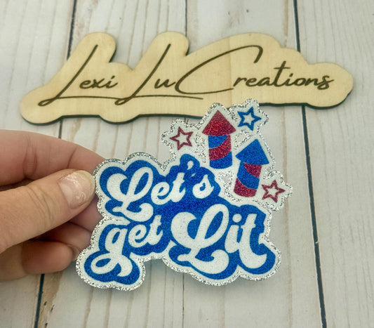 Custom Let's Get Lit Glitter Iron On Patch | Custom Word Iron On Patch | Custom Name Patch | Hat Patch