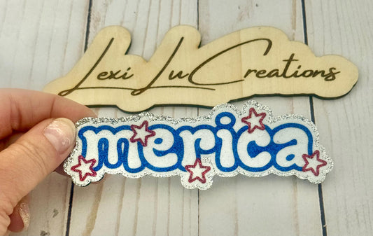 Custom 'Merica Glitter Iron On Patch | Custom Word Iron On Patch | Custom Name Patch | Hat Patch