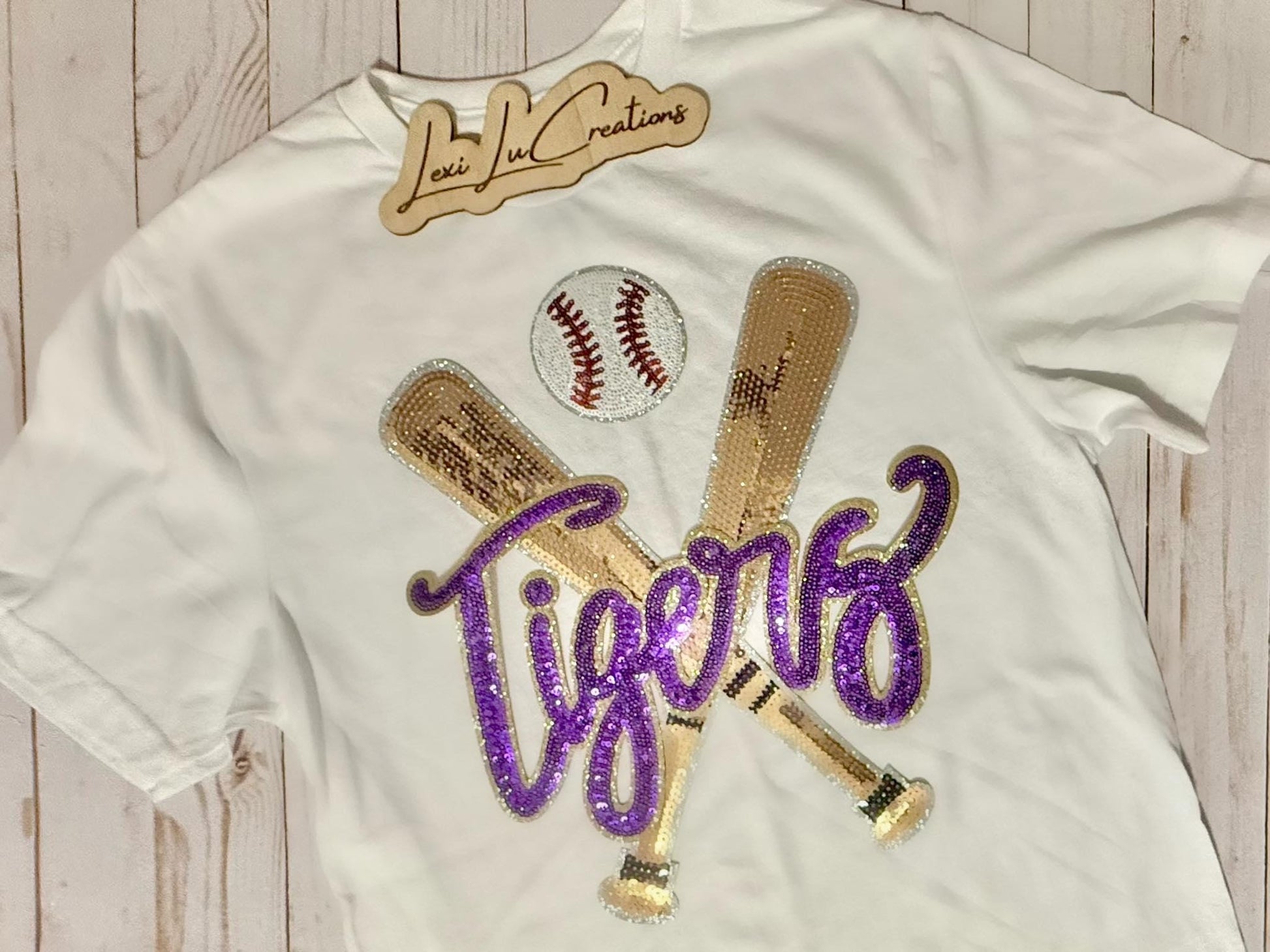 Tigers Baseball Shirt | Sequin Tigers Shirt | Purple abd Gold Game Day Shirt | Fan Apparel
