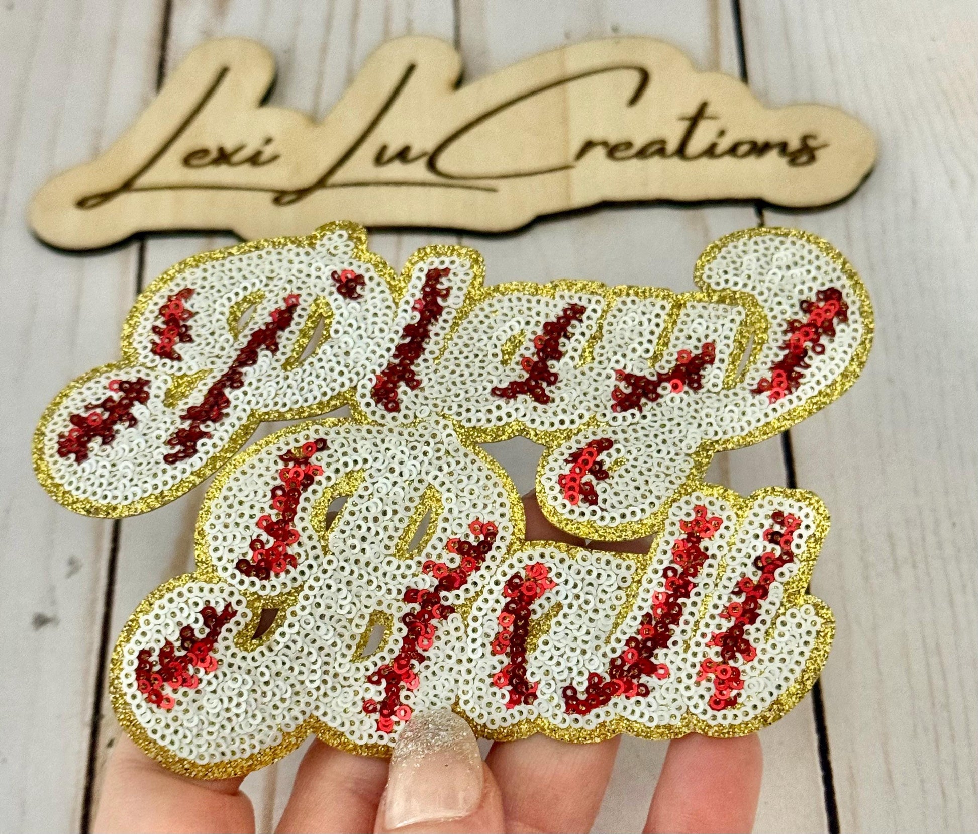 Play Ball Baseball Iron On Patch | Sequin Hat Patch | Baseball Sequin Patch | Gameday Sequin Patch | Sequin Patch