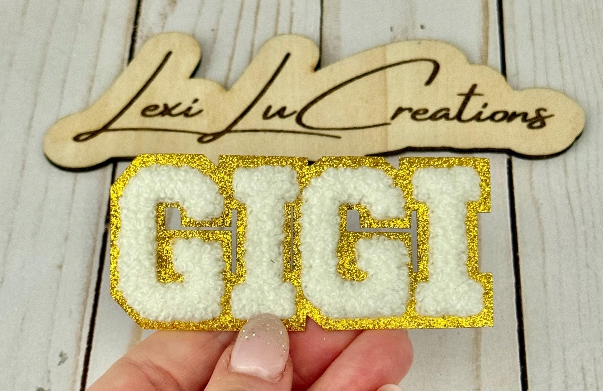 Nana Chenille and Gold Glitter Iron On Patch | Hat Patch | Grandma Patch
