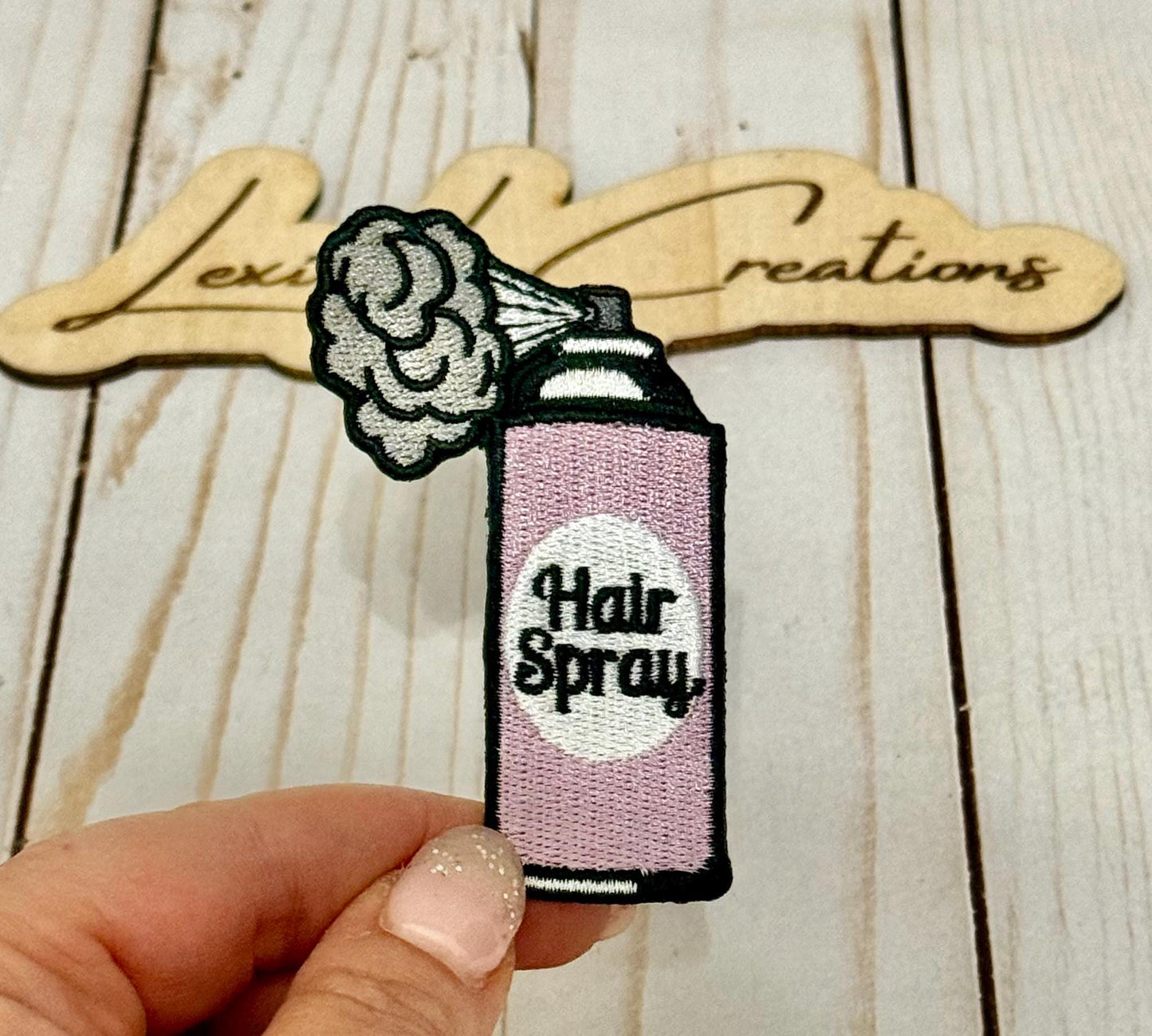 Hair Spray Embroidered Iron On Patch| Hat Patches | Hairstylist | Beautician
