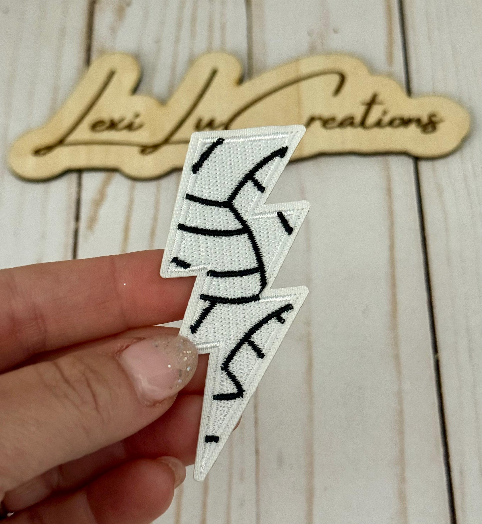 Volleyball Lightning Bolt Embroidered Iron On Hat Patch