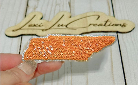Tennessee State Sequin Iron On Patch | Orange Sequin Patch | Vols | Tennessee Patch