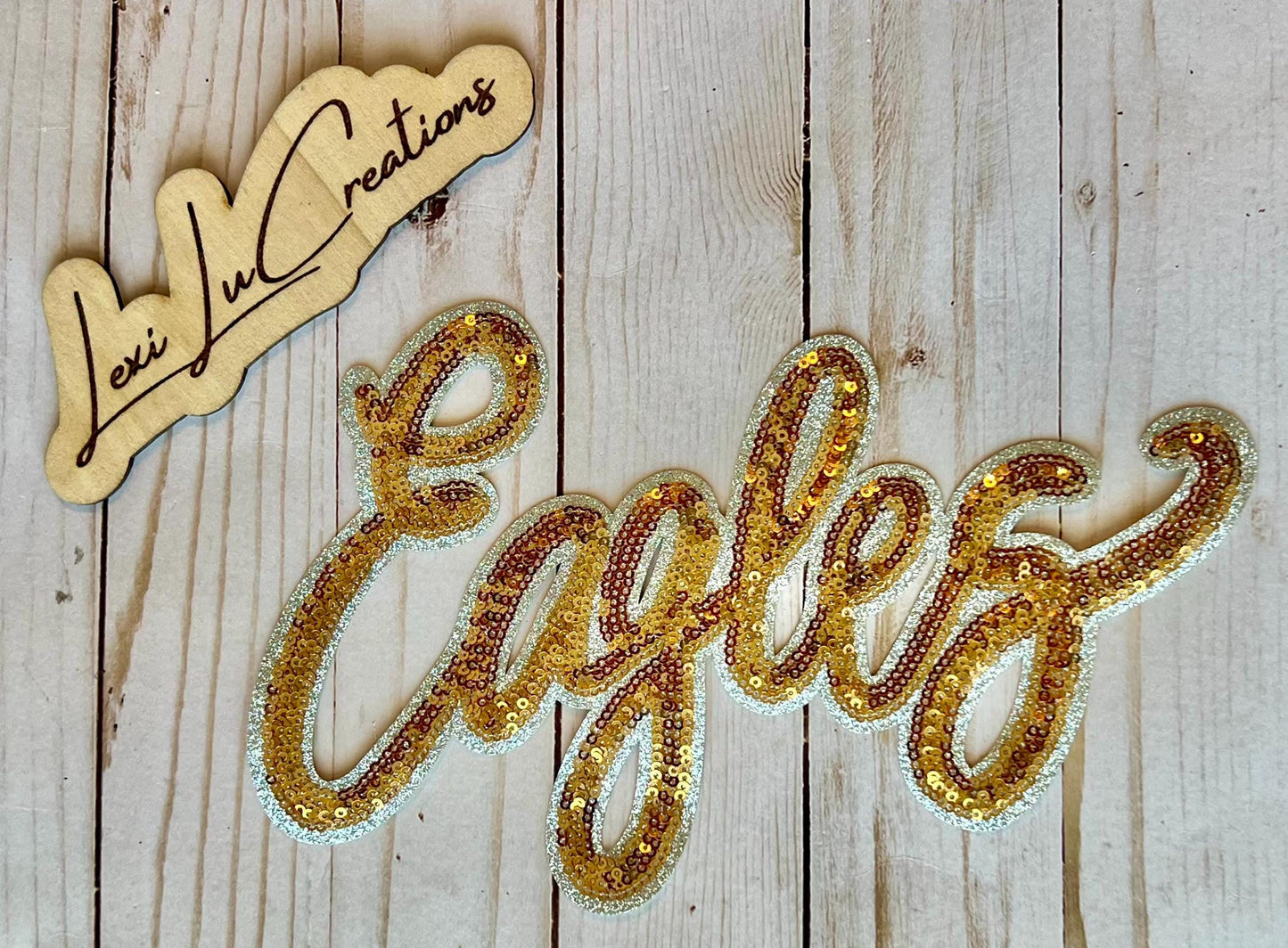 Eagles Iron On Patch | Gold and Silver Sequin Patch