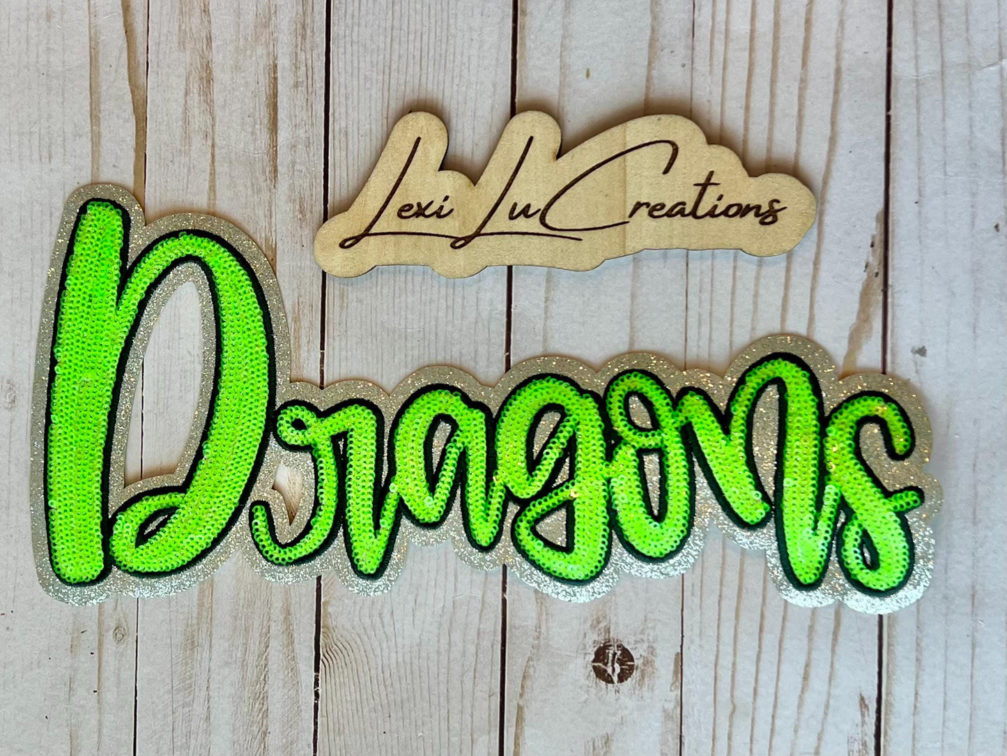 DRAGONS Iron On Sequin Patch | Mascot Sequin Patch