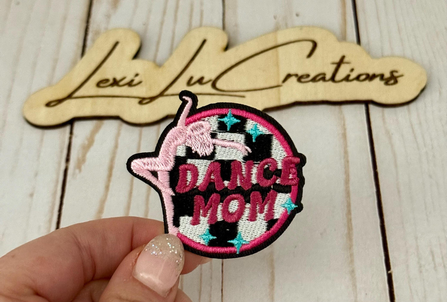 Dance Mom embroidered Iron On Hat Patch | Pink Dancer |