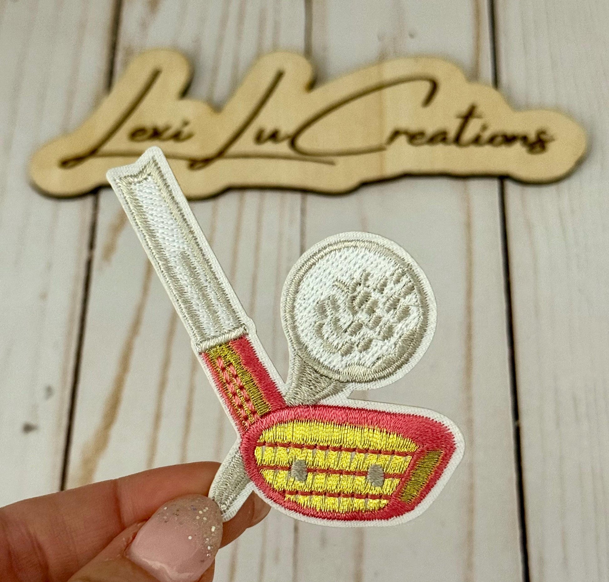 Golf Ball and Driver Embroidered Iron On Hat Patch