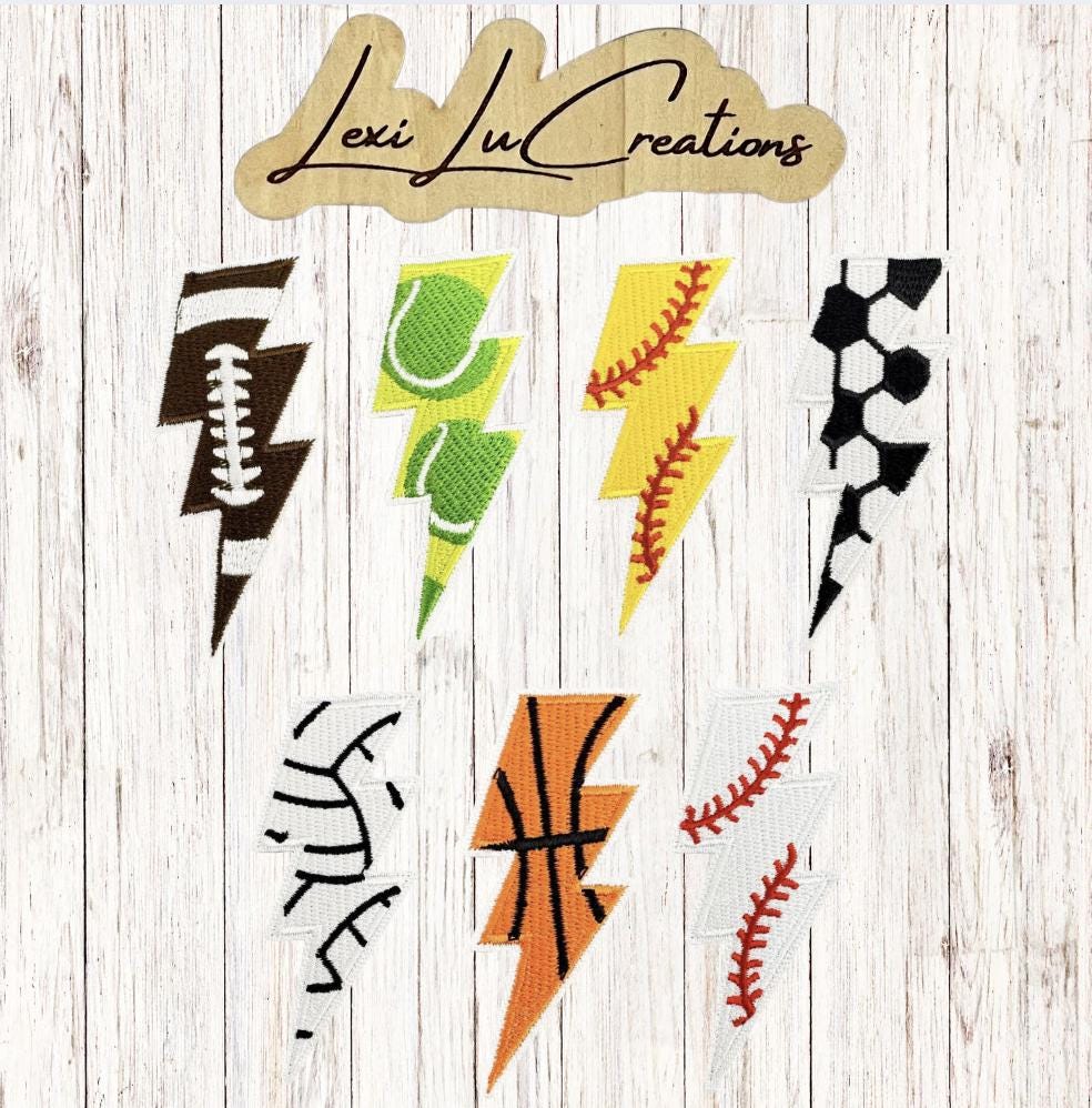 Basketball Lightning Bolt Embroidered Iron On Hat Patch