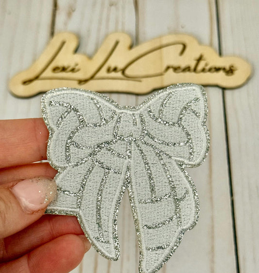 Volleyball Bow Embroidered Iron On Hat Patch | Volleyball Coquette Patch