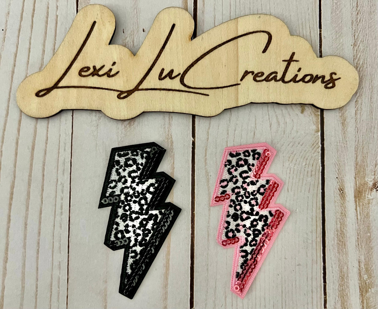 Pink and Black Leopard Lightning Bolts Hat Patch