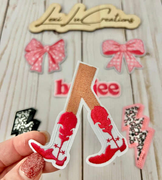 Pink Cowgirl Boots Hat Patch