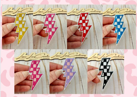 Checkered Lightning Hat Patches