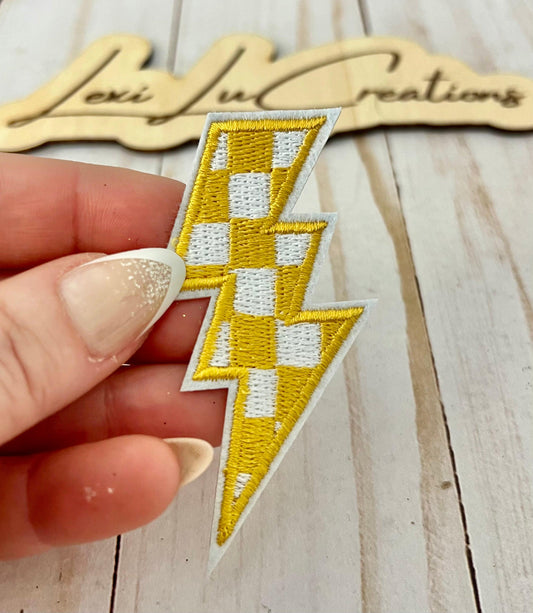Checkered Lightning Hat Patches
