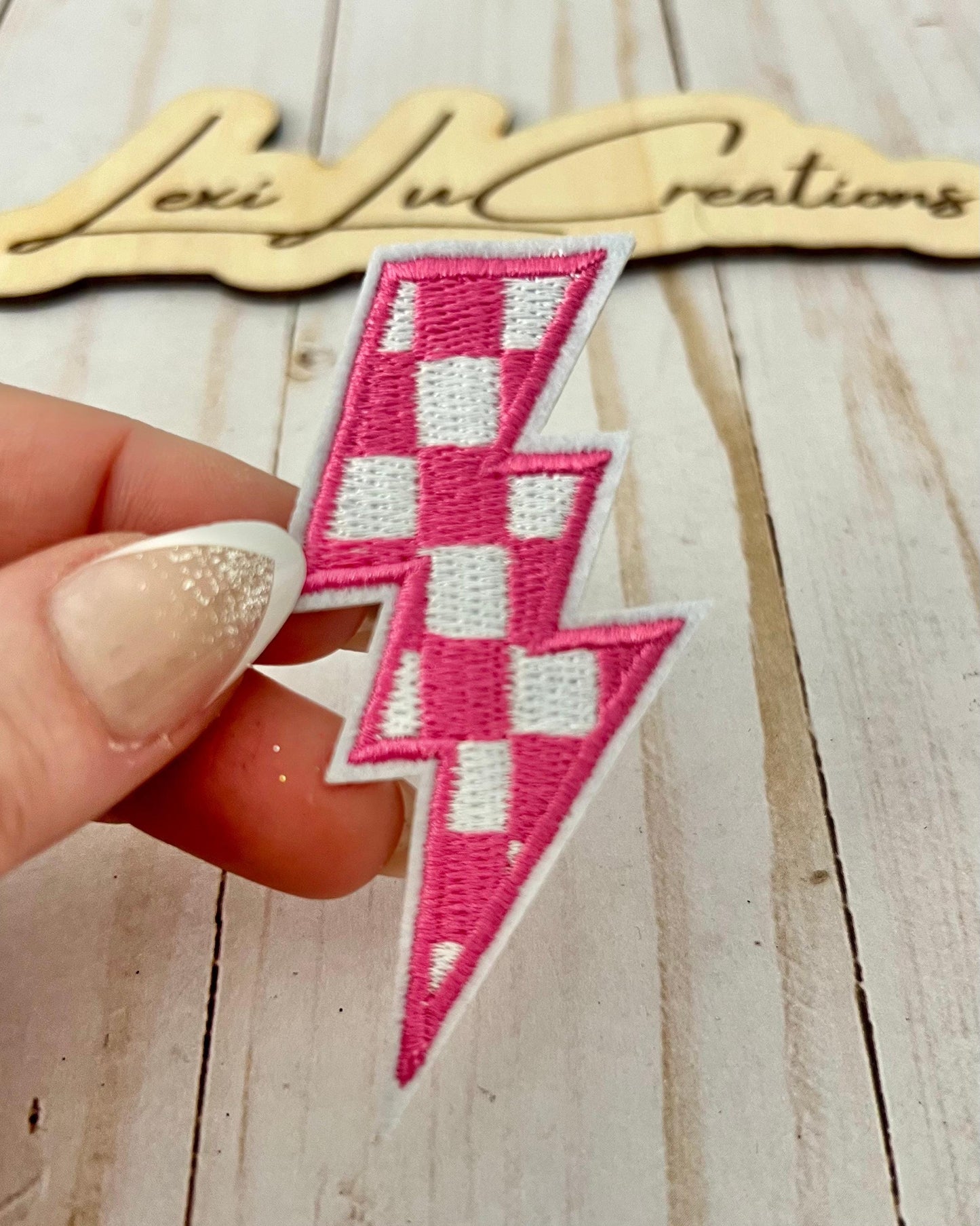 Checkered Lightning Hat Patches