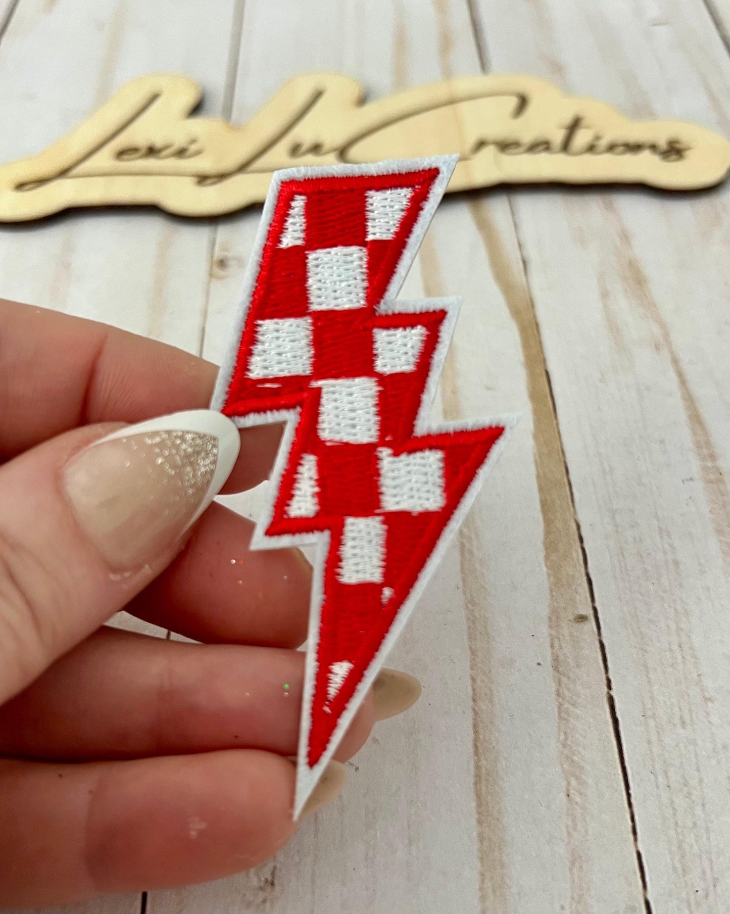 Checkered Lightning Hat Patches