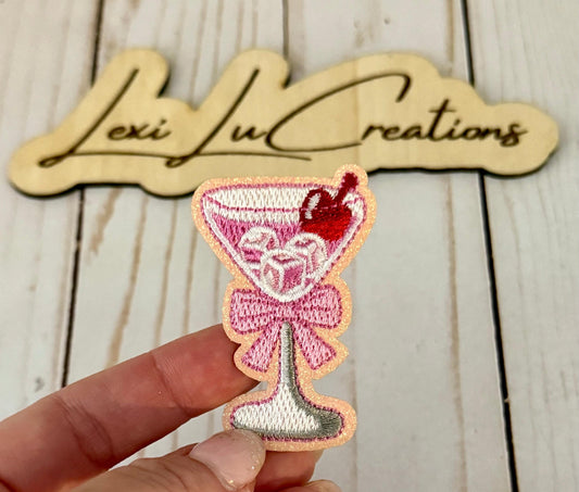 Pink Bow Martini Patch
