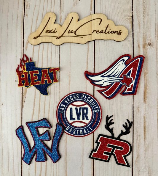 Custom Glitter Iron On Patch | Mascot Logo Picture, 5 inch Hat Patch