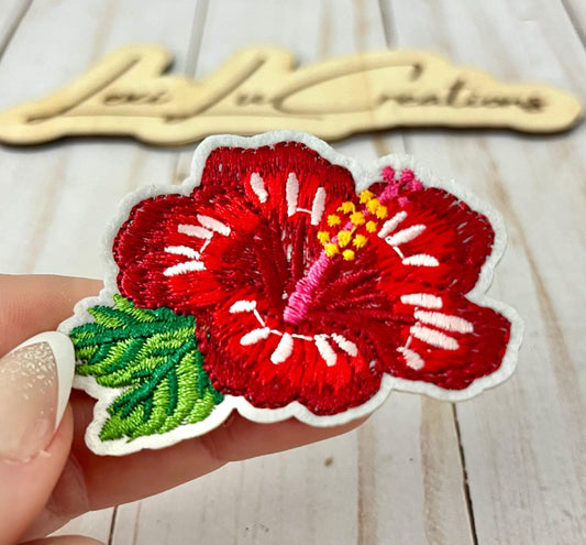 Red Hibiscus Hat Patch