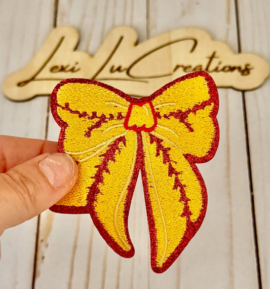 Softball Bow Hat Patch