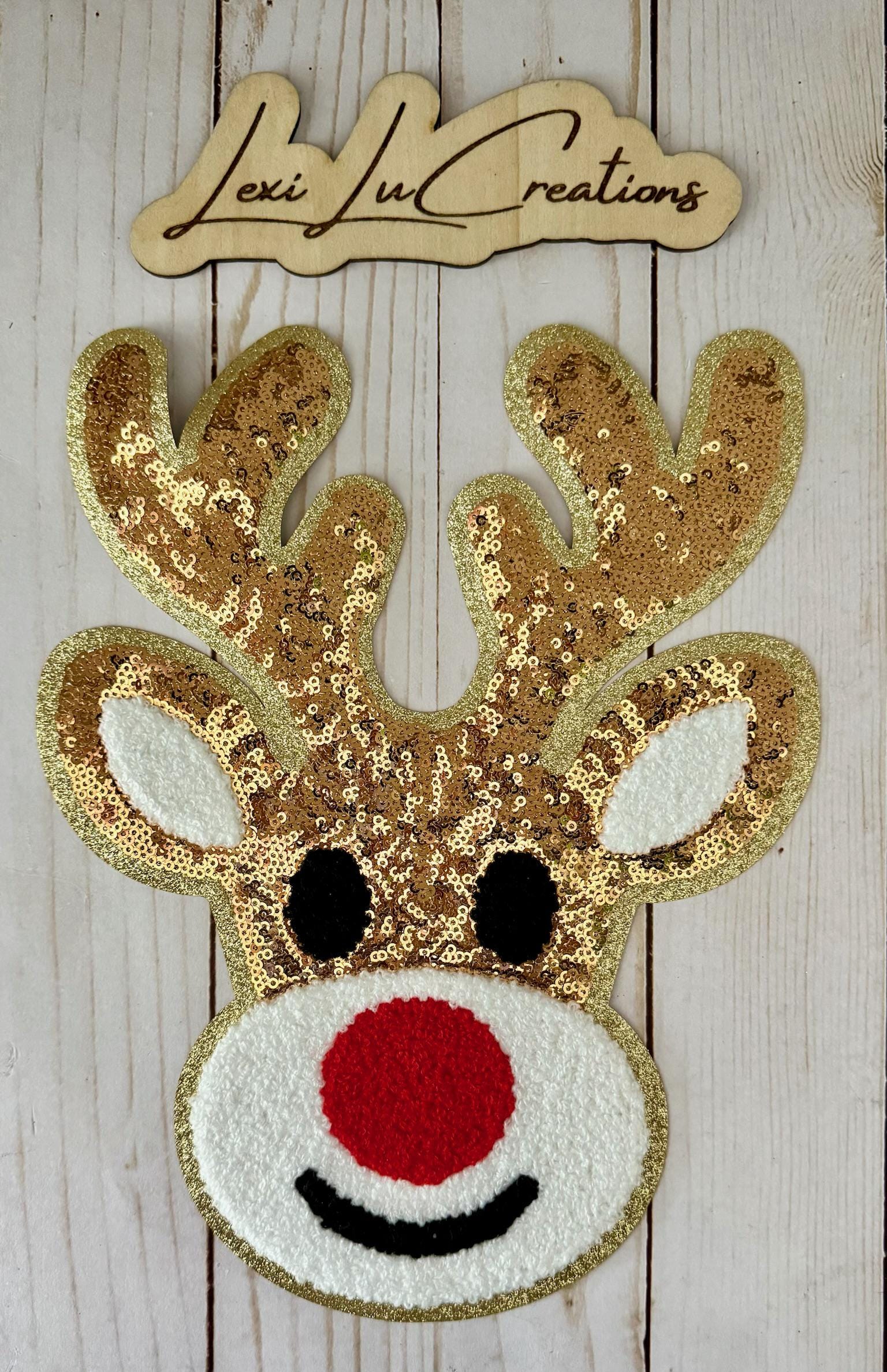 Sequin Reindeer Patch • Christmas Iron On Patch • Holiday Shirt Applique