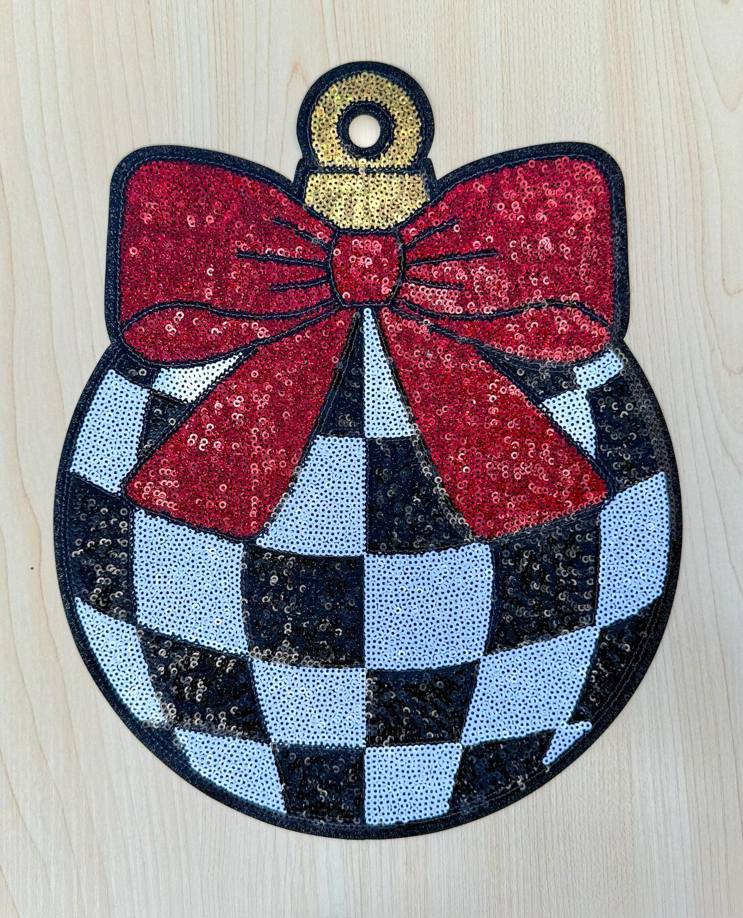 Christmas Ornament Patch • Holiday Iron On Patch • Sequin Applique for Shirts