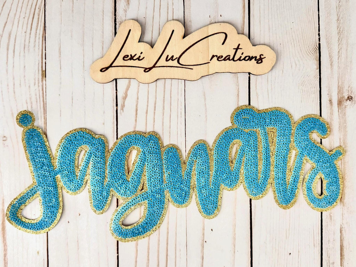 Jaguars Gold and Blue Sequin Patch - Iron on Applique