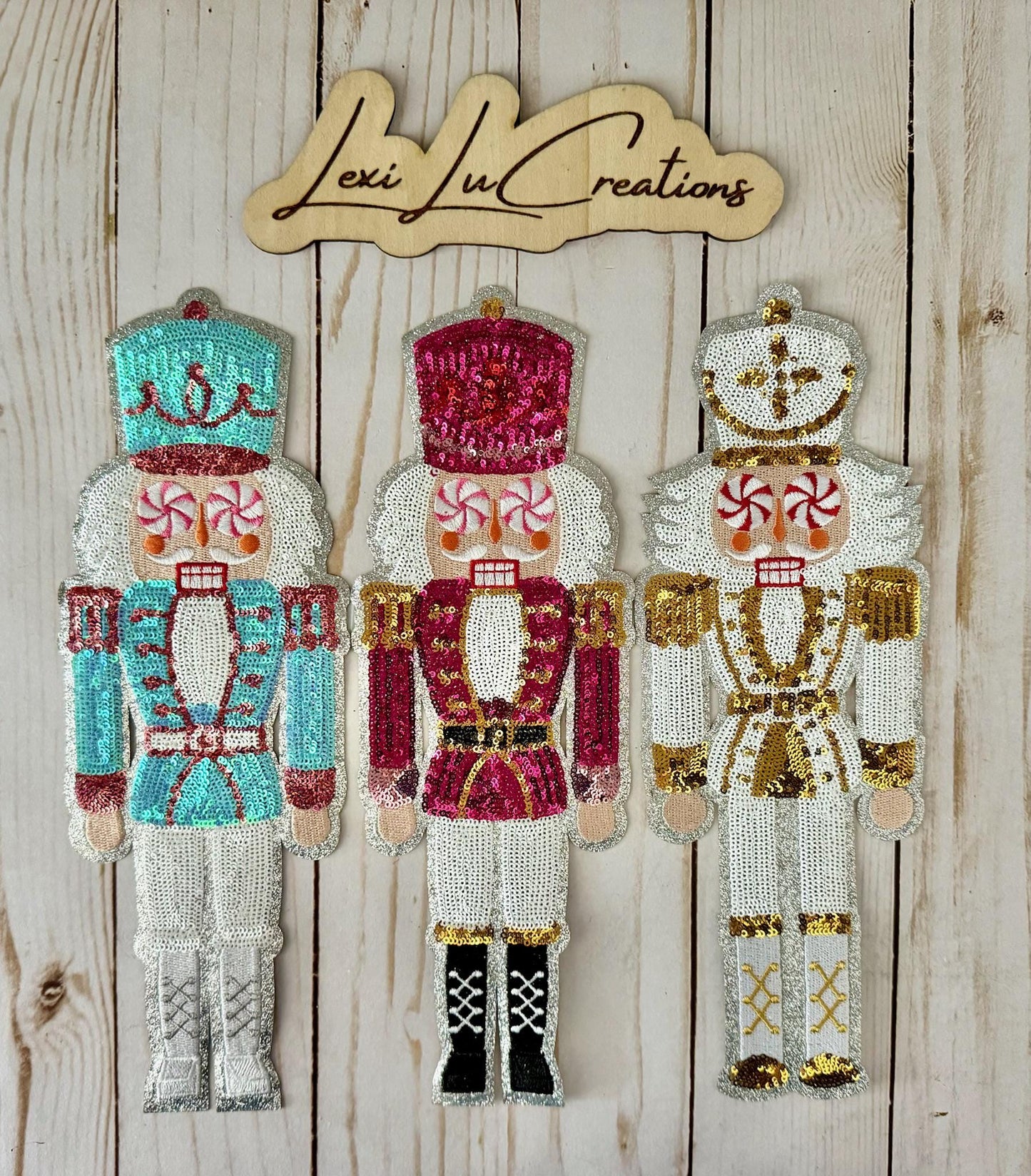 Nutcracker Christmas Patch • Holiday Iron On Patch • Sequin Applique for Shirts