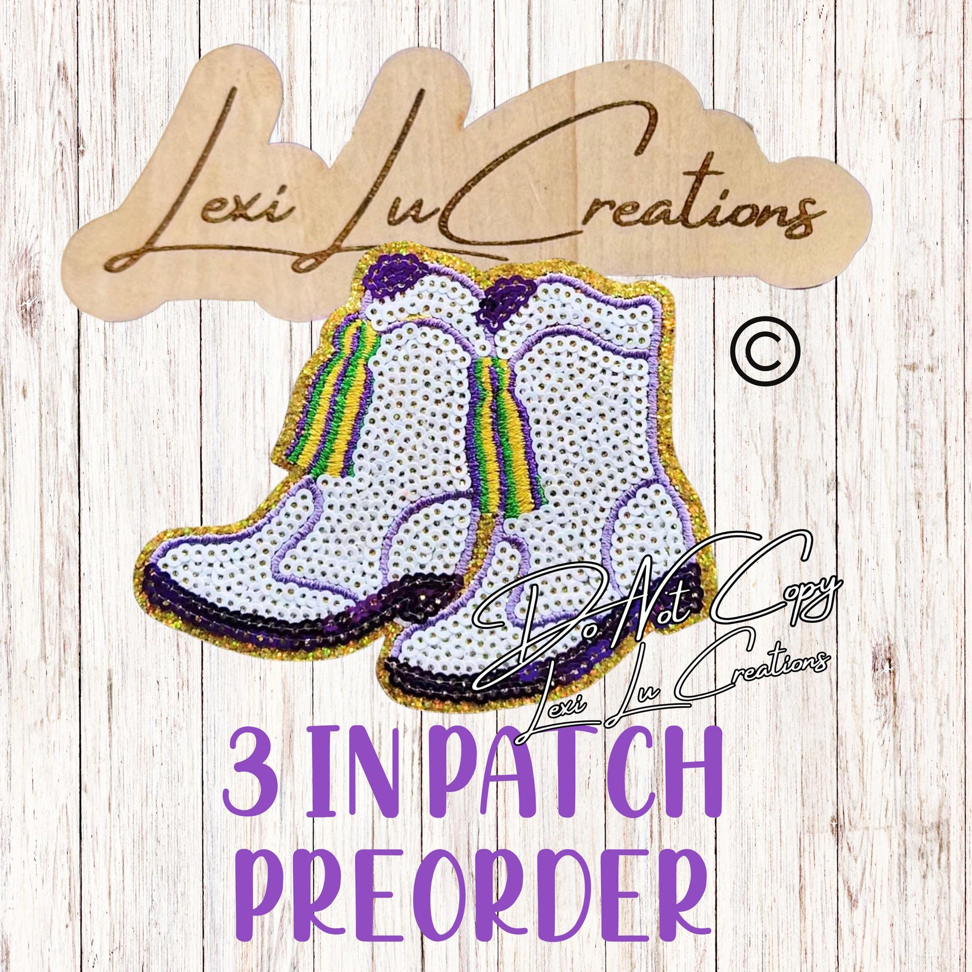 Mardi Gras Boots Hat Patch