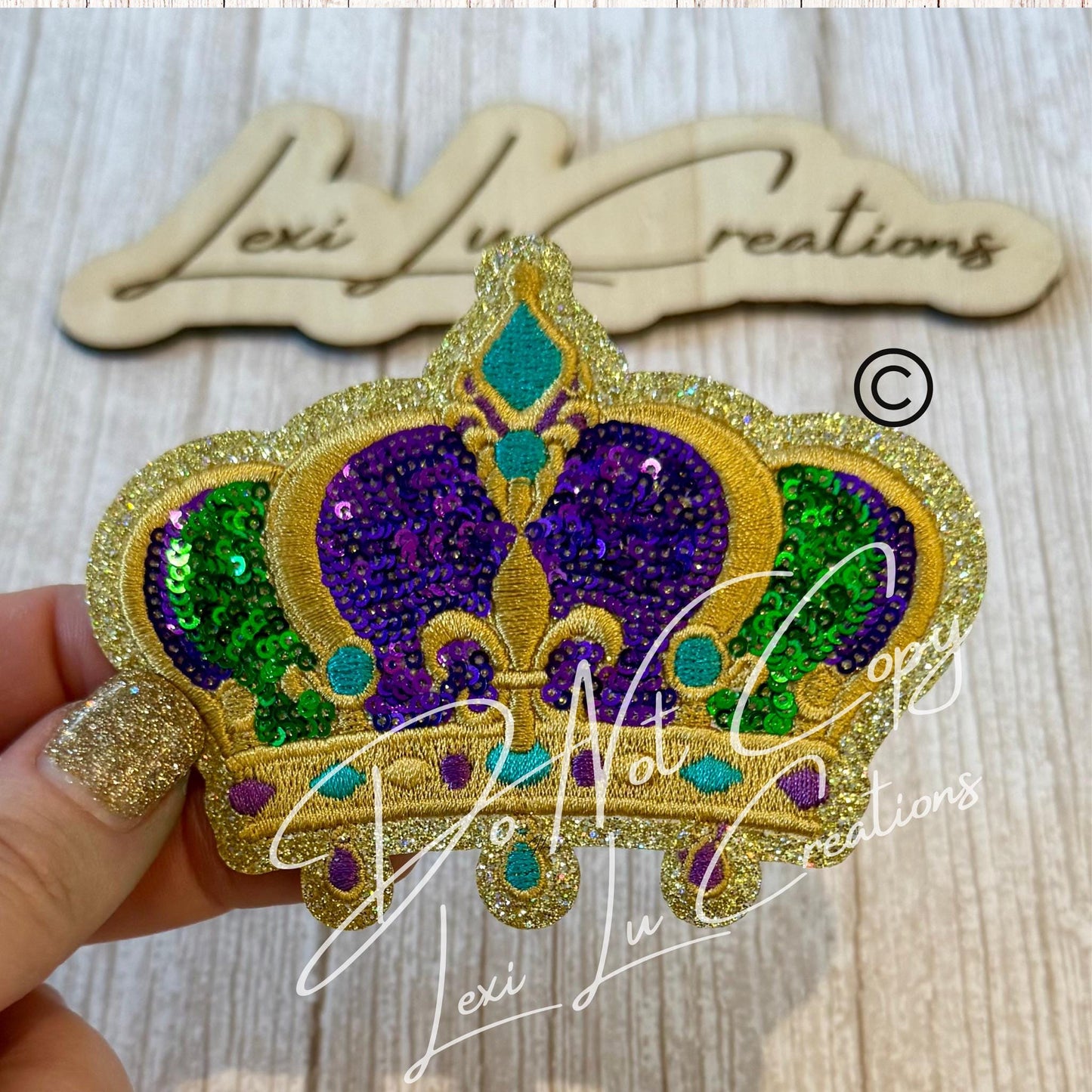 Mardi Gras Crown Sequin Patch | Iron On Crown Patch | Purple Green Gold Mardi Gras Patch