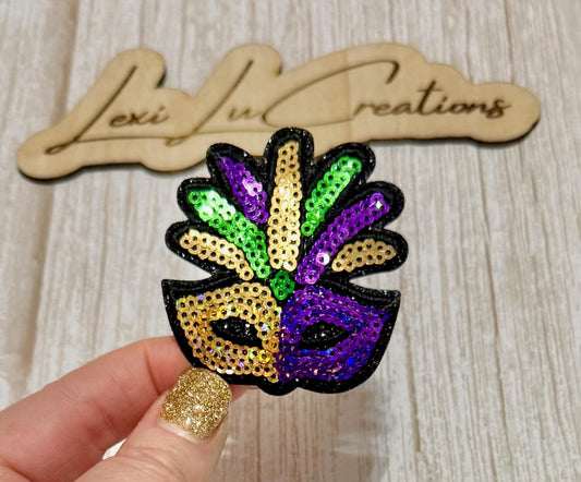 Mini Mardi Gras Mask Hat Patch | Iron On