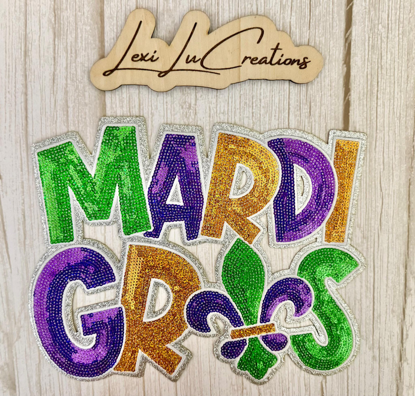 Mardi Gras Patch Lettering - Iron on Patch