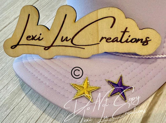 Mini Embroidered Glitter Star Patch | Purple Gold Appliqué for Hats, Bags | LSU
