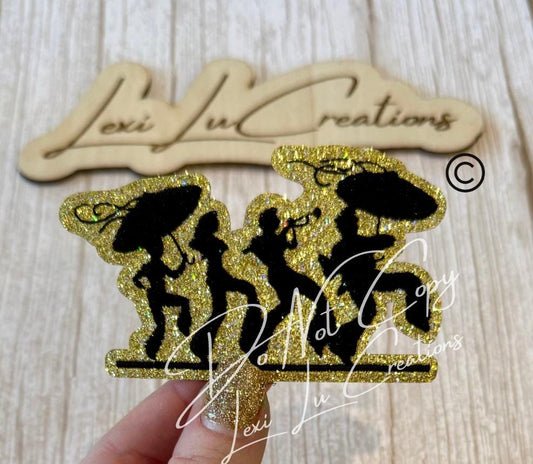 NOLA Second Line | Mardi Gras Dancing Silhouette Glitter Patch | Iron On Parade