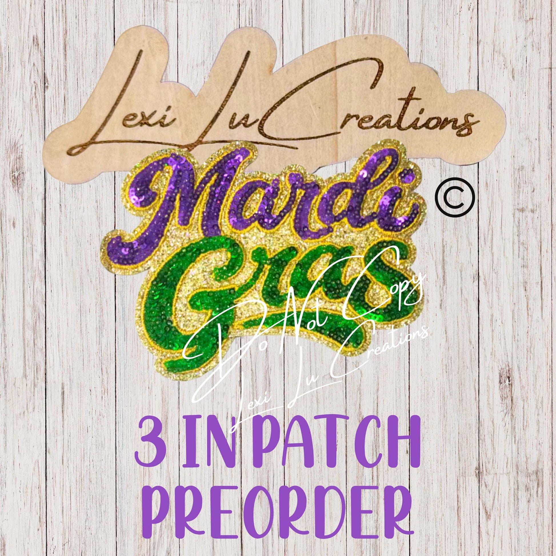 3in Mardi Gras Letter Patch PreOrder