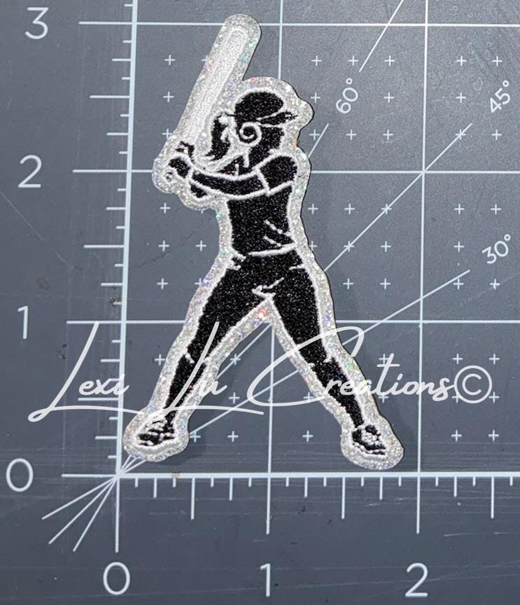 Softball Player Silhouette Hat Patch – Sequin Sports Patch