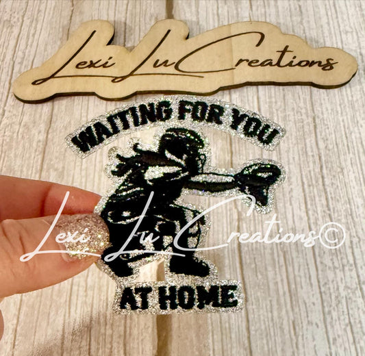 Waiting For You At Home Softball Catcher Hat Patch | Sports Mom Bling Patch | Softball Player Patch | Mom Hat Patch | Sports Mom Hat